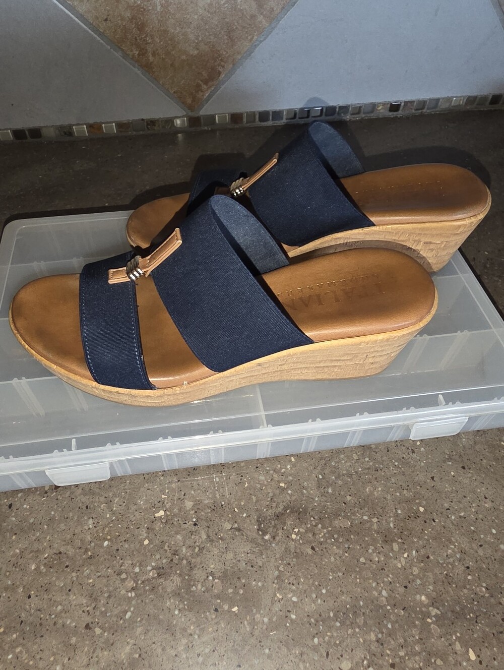 Italian Shoemakers Wedges with Gold Accent